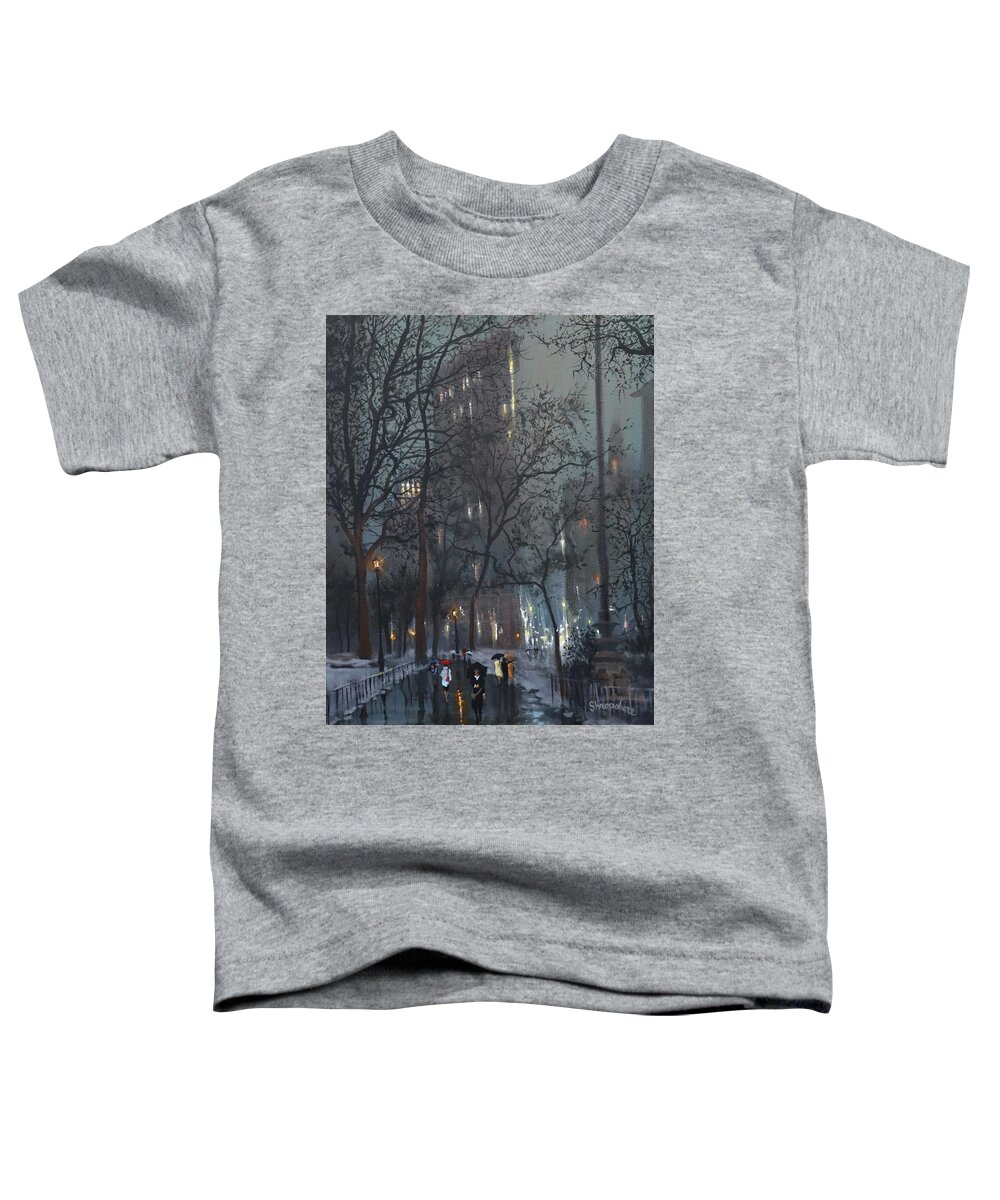 Madison Square Park Toddler T-Shirt featuring the painting Madison Square Park NYC by Tom Shropshire