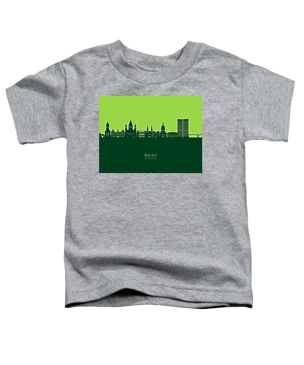 Mainz Toddler T-Shirt featuring the digital art Mainz Germany Skyline #84 by Michael Tompsett