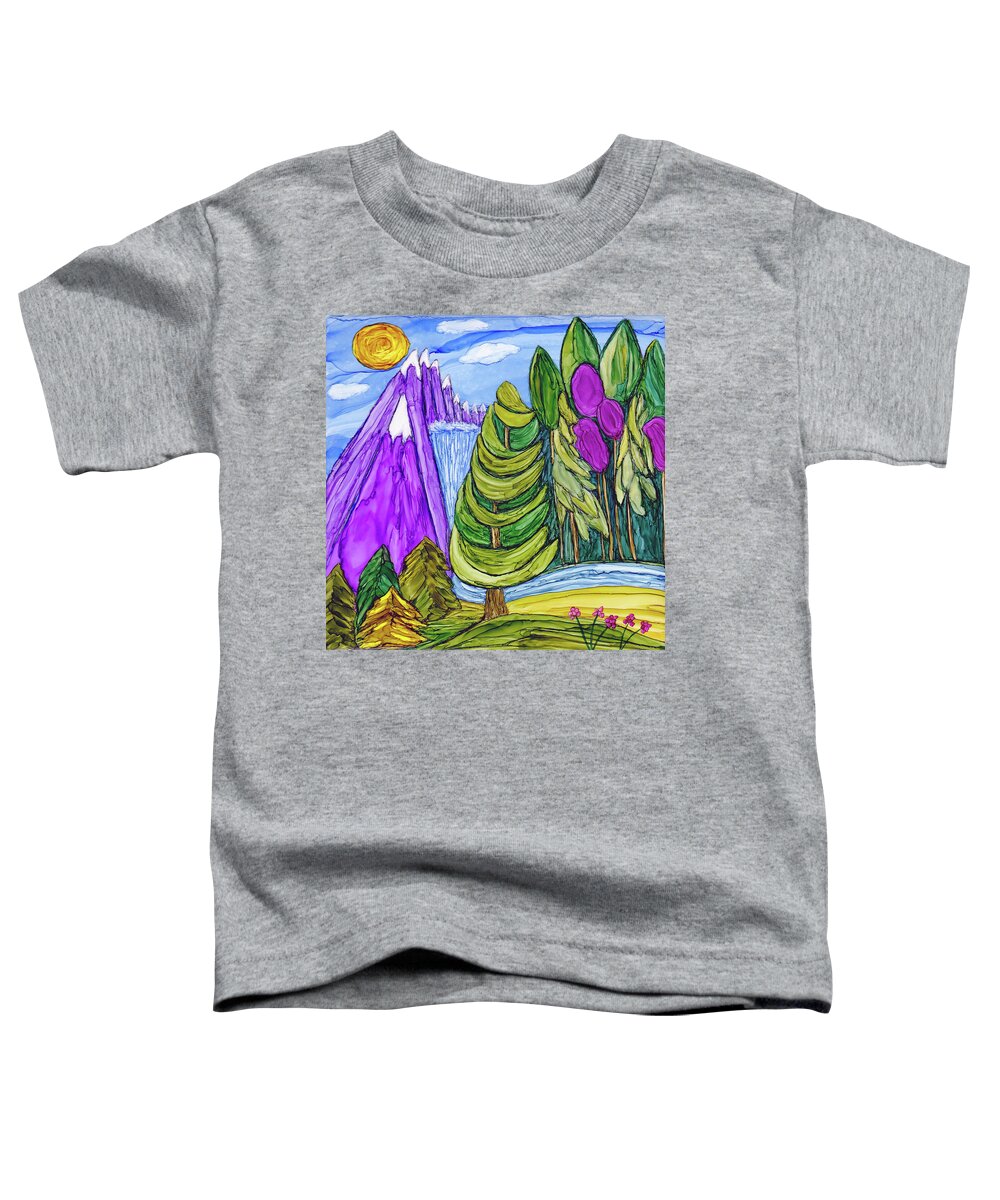 Mountains Toddler T-Shirt featuring the painting Majesty by Winona's Sunshyne