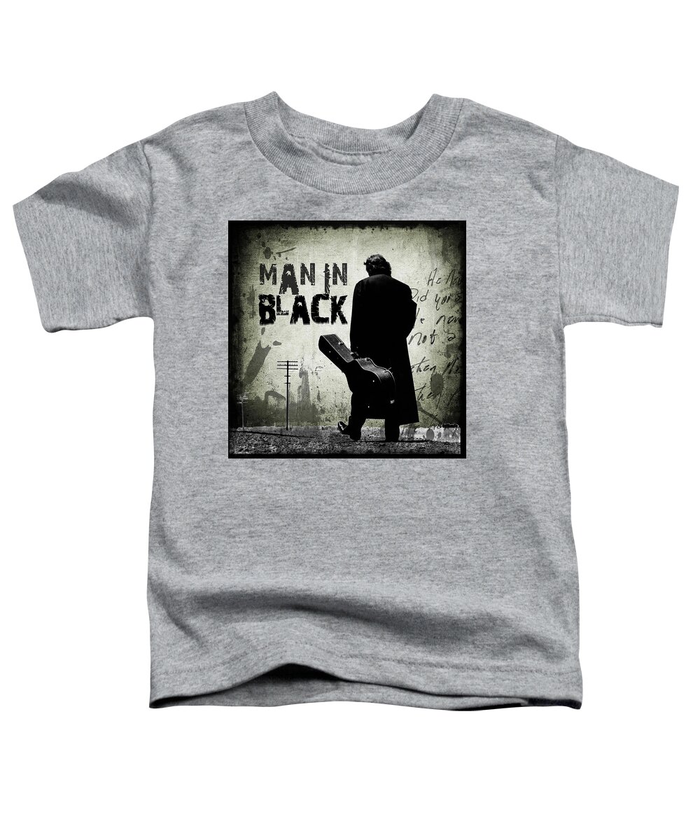 Johnny Cash Toddler T-Shirt featuring the drawing Man In Black Johnny Cash by Unknown Artist