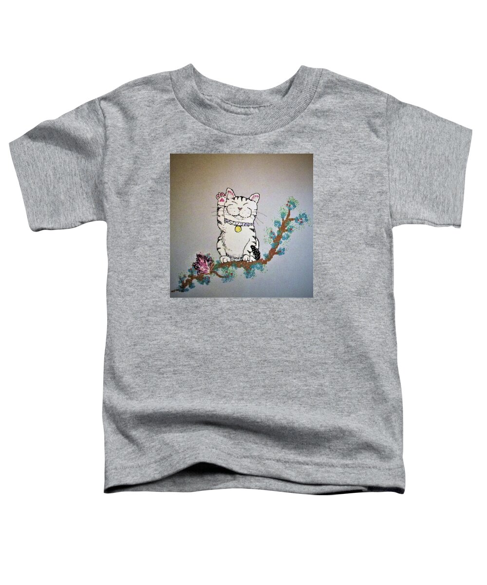 Maneki Toddler T-Shirt featuring the digital art Maneki-Neko Cat Japanese Legend by Lynn Raizel Lane
