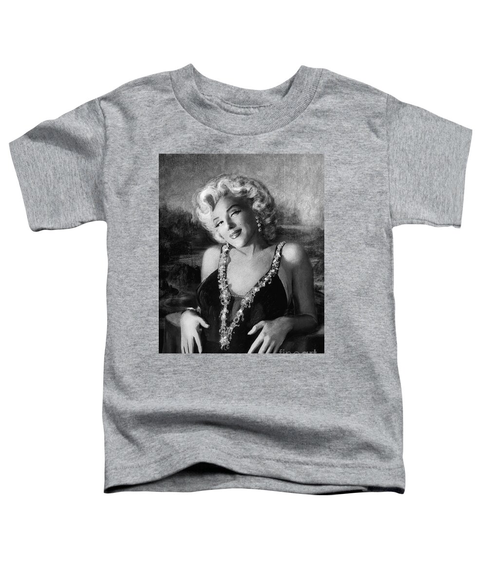 Marilynmonroe Toddler T-Shirt featuring the painting Marilyn Monroe Mona Lisa BW by Theo Danella