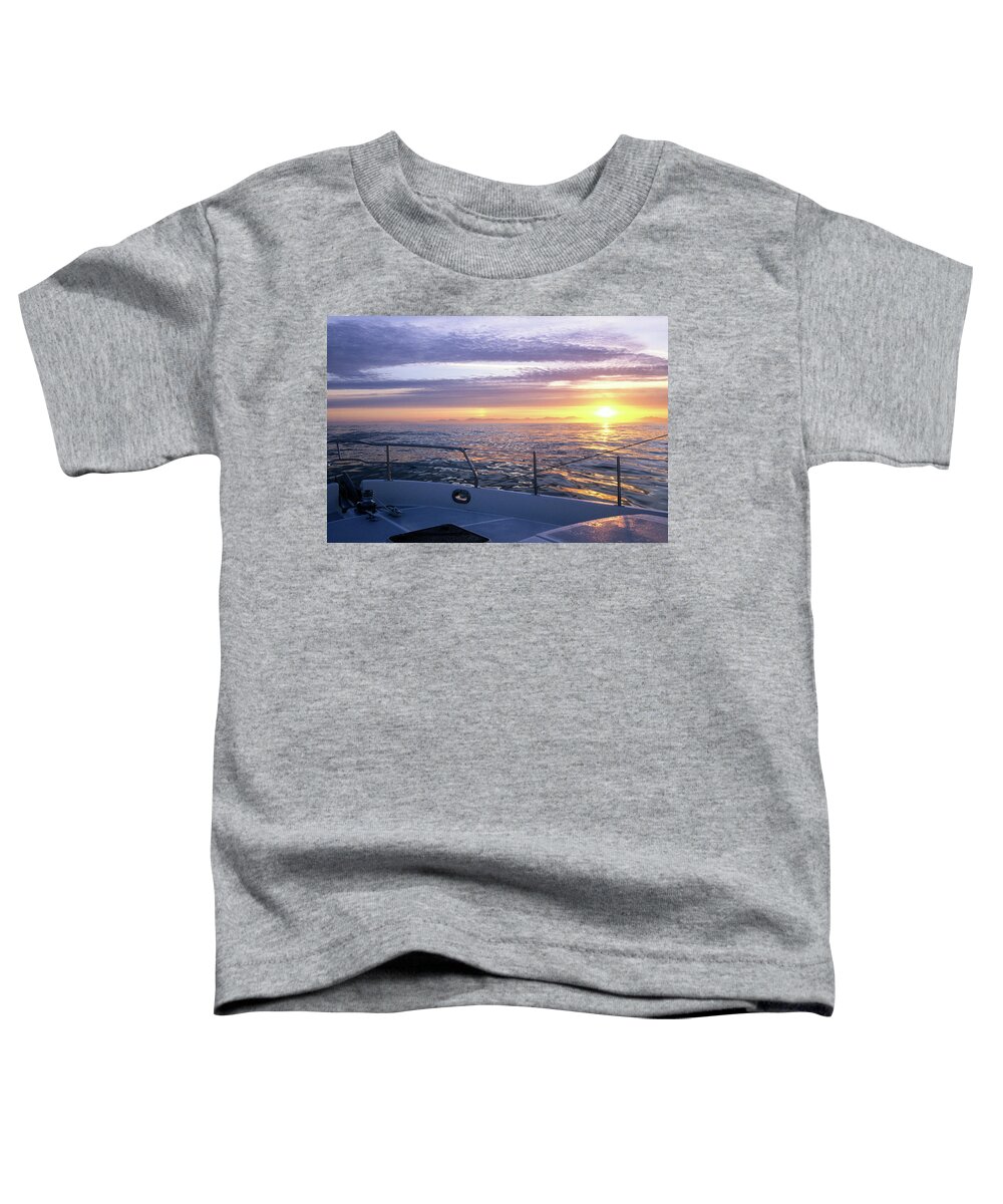 Marine Weather Toddler T-Shirt featuring the photograph sunrise off Washington coast by David Shuler