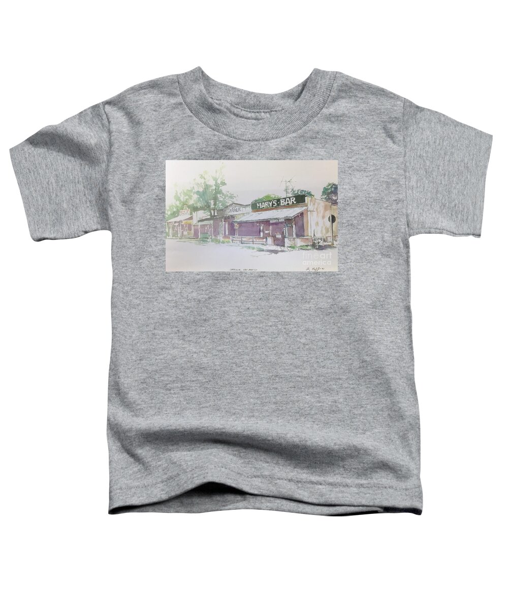 Watercolor Prints Toddler T-Shirt featuring the painting Marys Bar Cerrillos by Glen Neff