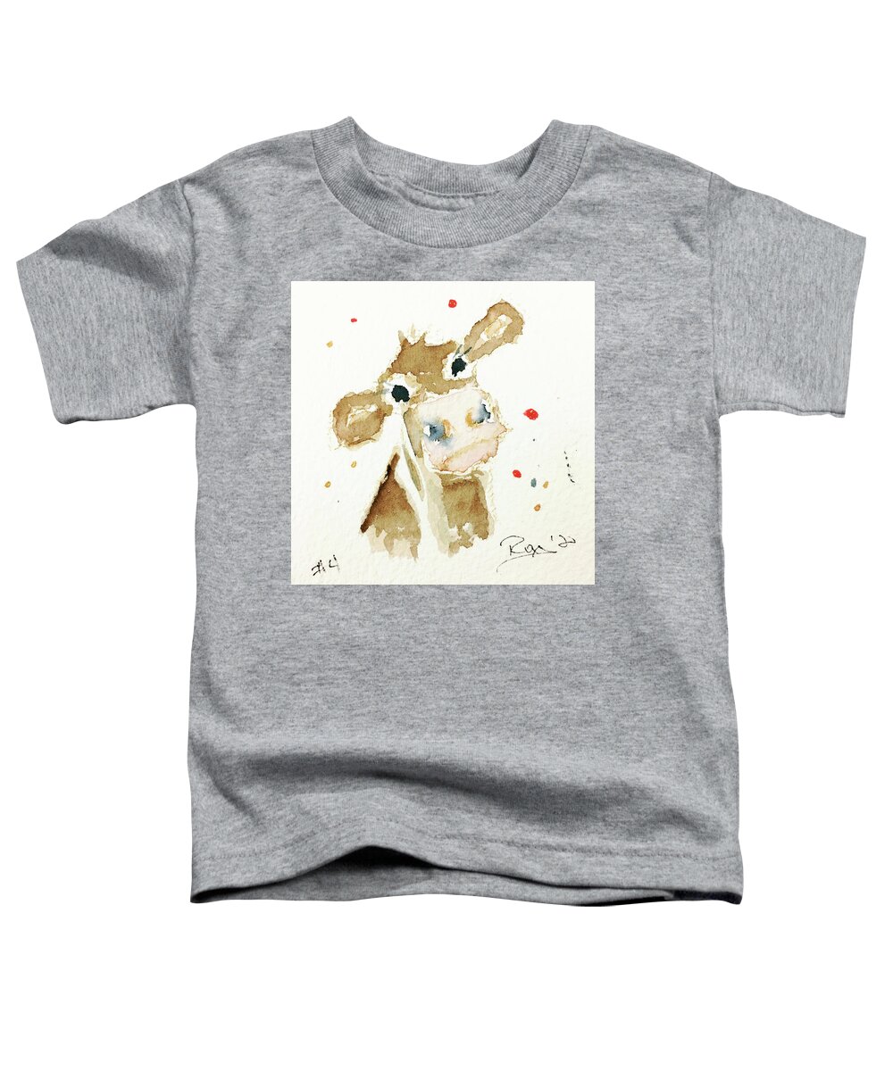 Cow Toddler T-Shirt featuring the painting Mini Cow 4 by Roxy Rich