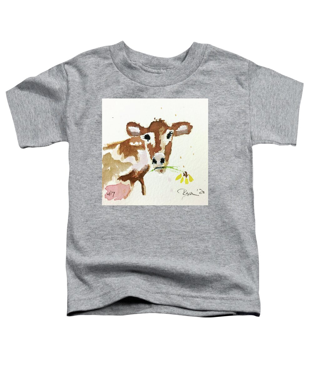 Cow Toddler T-Shirt featuring the painting Mini Cow 7 by Roxy Rich