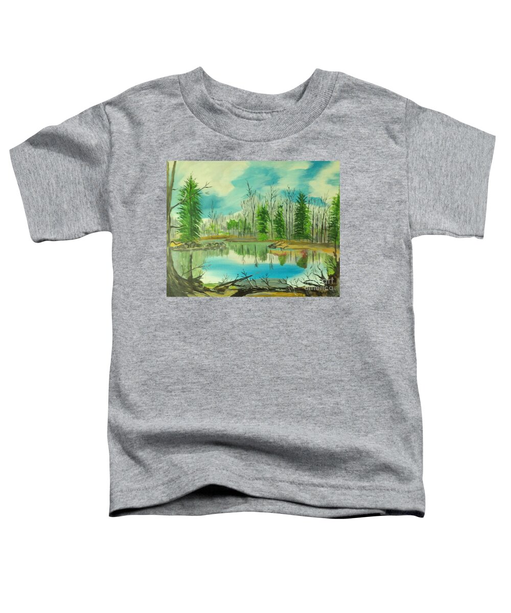 Donnsart1 Toddler T-Shirt featuring the painting Mirror Lake Painting # 158 by Donald Northup