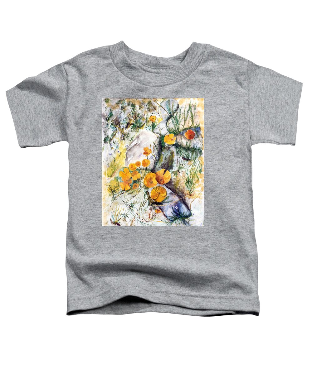 California Poppy Toddler T-Shirt featuring the painting Missing Arizona by Barbara F Johnson