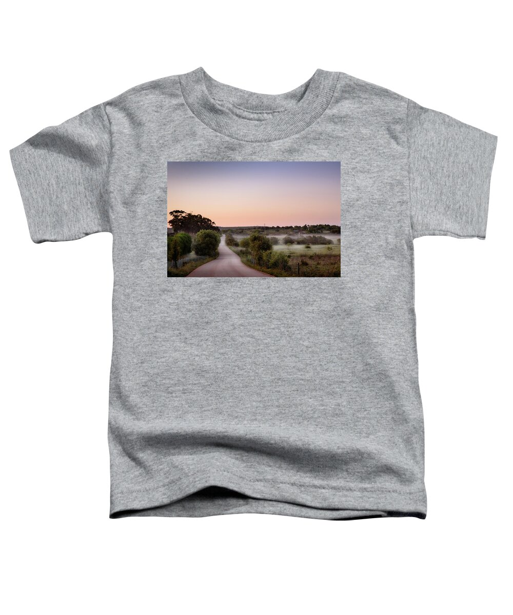 Portugal Toddler T-Shirt featuring the photograph Misty morning in Portugal by Naomi Maya