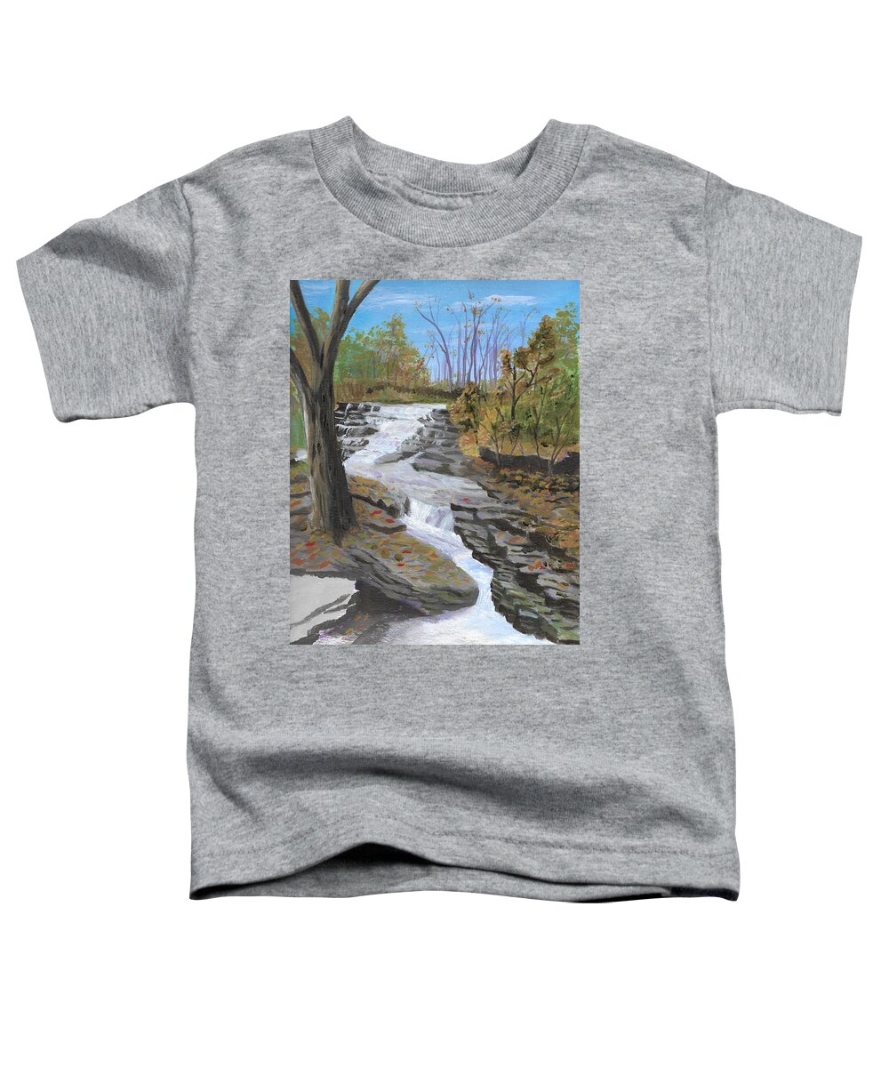 Mohawk Toddler T-Shirt featuring the painting Mohawk Cascade by David Bigelow