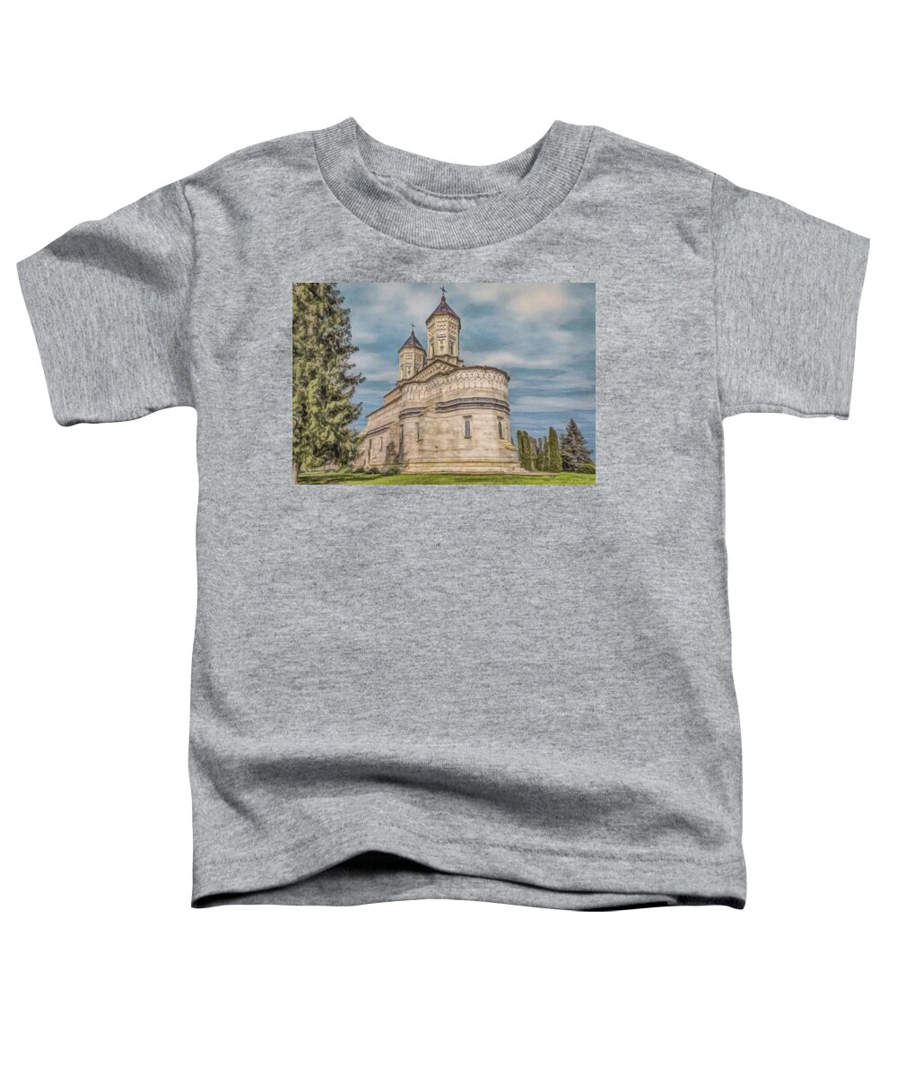 Church Toddler T-Shirt featuring the painting Monastery of the Three Hierarchs by Jeffrey Kolker