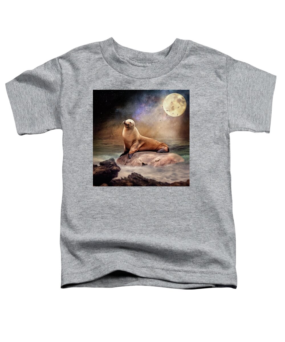 Seal Toddler T-Shirt featuring the digital art Moonlight by Maggy Pease