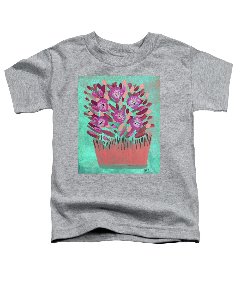 Flowers Toddler T-Shirt featuring the painting More Flowers for Nana by Corinne Carroll