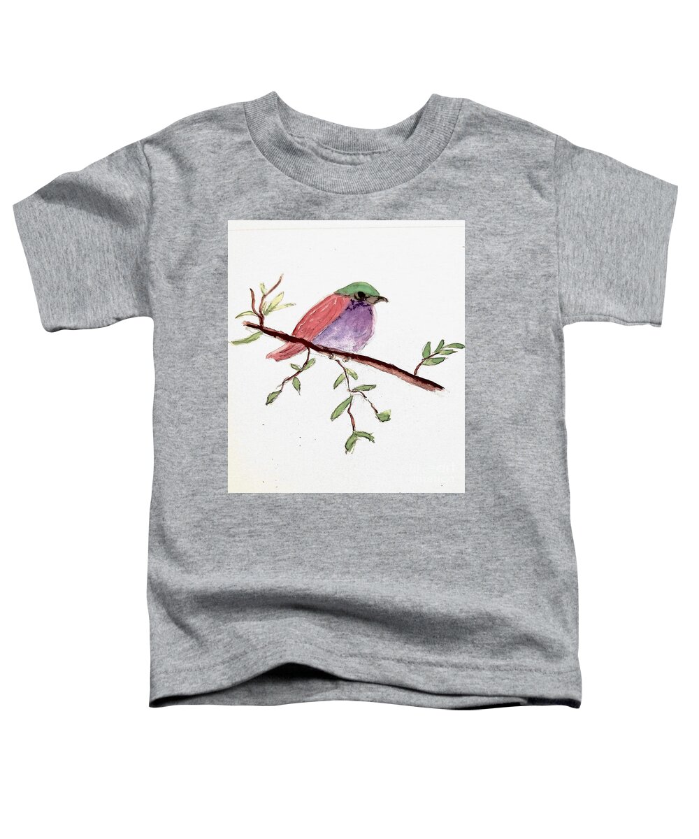 Purple Toddler T-Shirt featuring the painting Morning Bird by Margaret Welsh Willowsilk