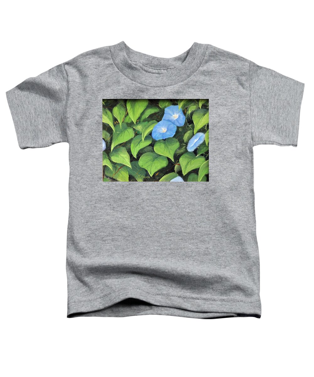 Garden Toddler T-Shirt featuring the painting Morning Glories by Rick Hansen