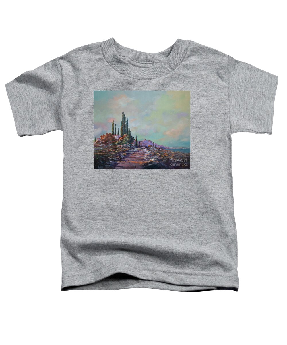 Seascape Toddler T-Shirt featuring the painting Morning Mist by Sinisa Saratlic