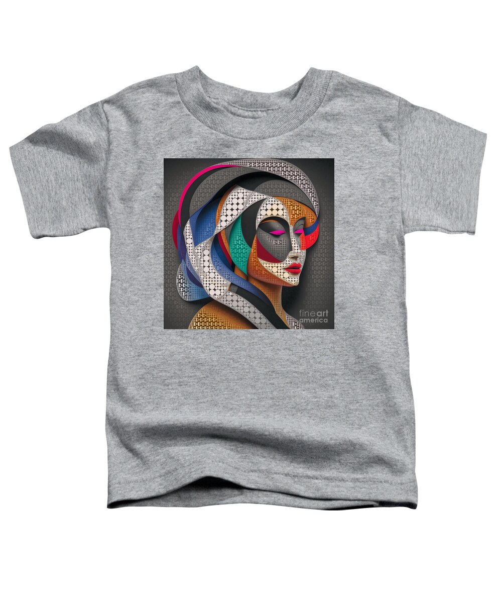 Abstract Toddler T-Shirt featuring the digital art Mosaic Style Abstract Portrait - 01706 by Philip Preston
