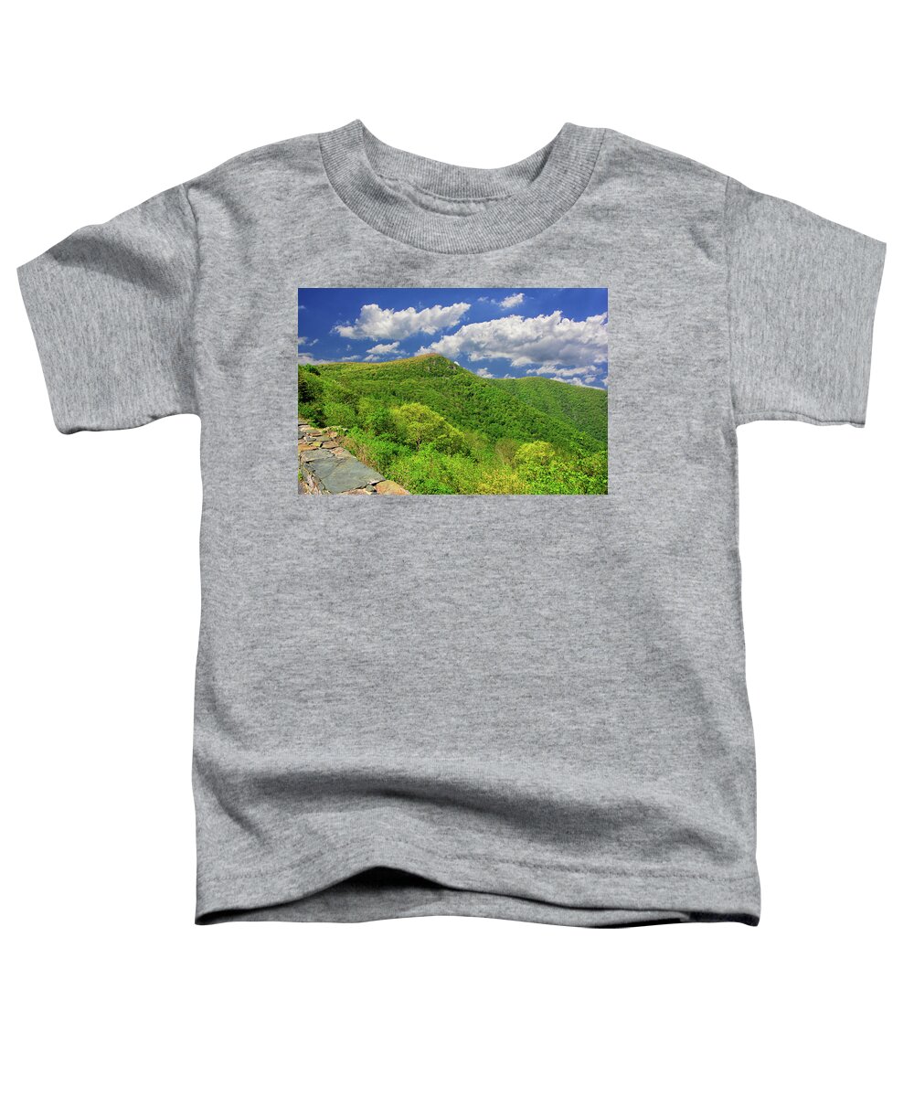 Mount Hawksbill From Crescent Rock Overlock With Thermal Clouds Toddler T-Shirt featuring the photograph Mount Hawksbill from Crescent Rock Overlock With Thermal Clouds by Raymond Salani III