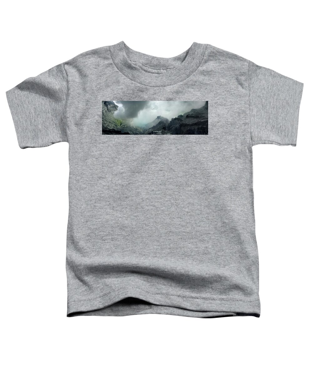 Panorama Toddler T-Shirt featuring the photograph Mount Ijen Crater Lake Indonesia by Sonny Ryse