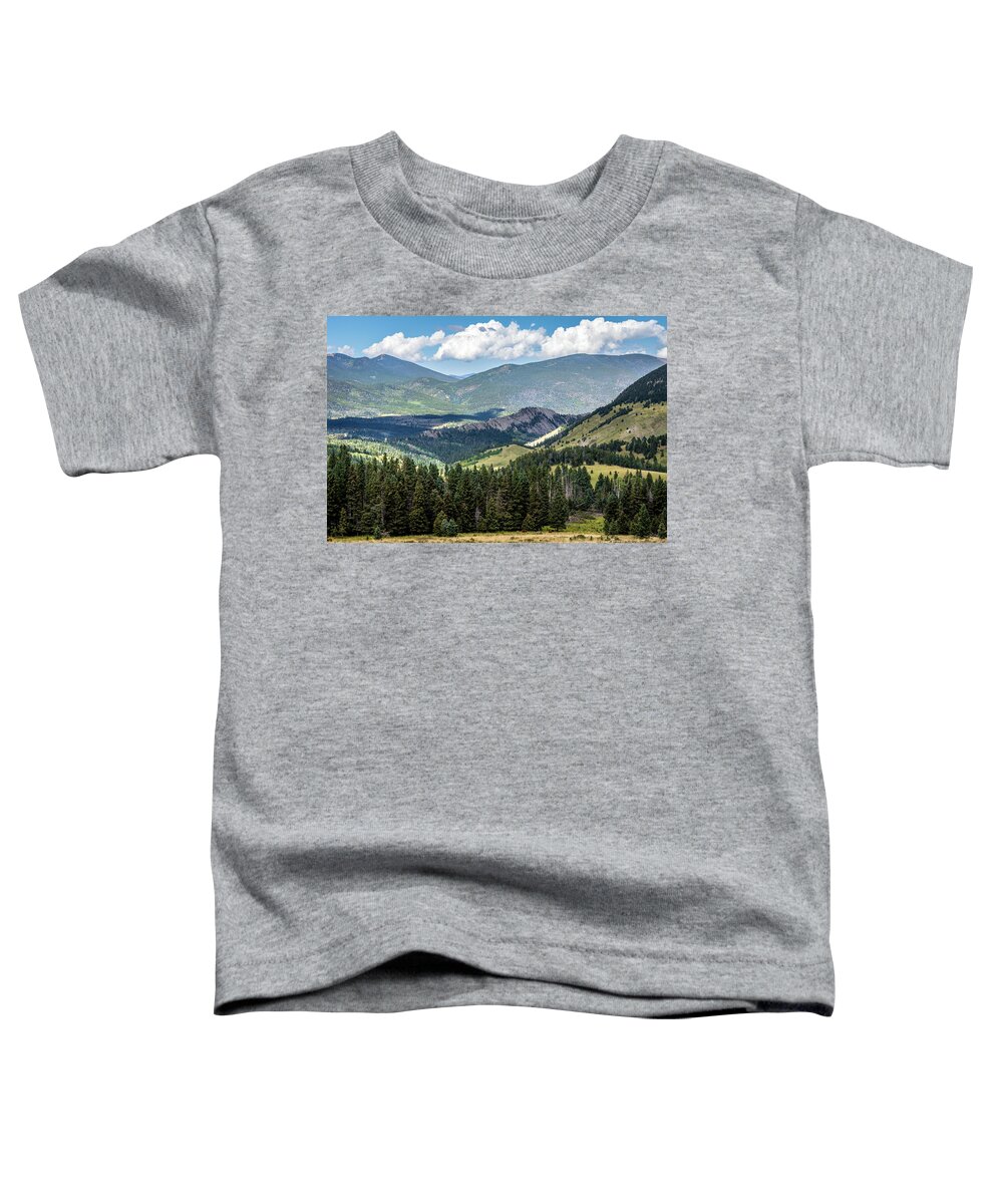 Beauty In The Sky Toddler T-Shirt featuring the photograph Mountains Forest And Volcanic Dike Colorado by Debra Martz