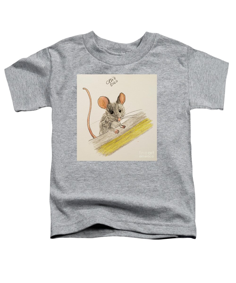 Mouse Toddler T-Shirt featuring the painting Mouse on the Lookout by C E Dill