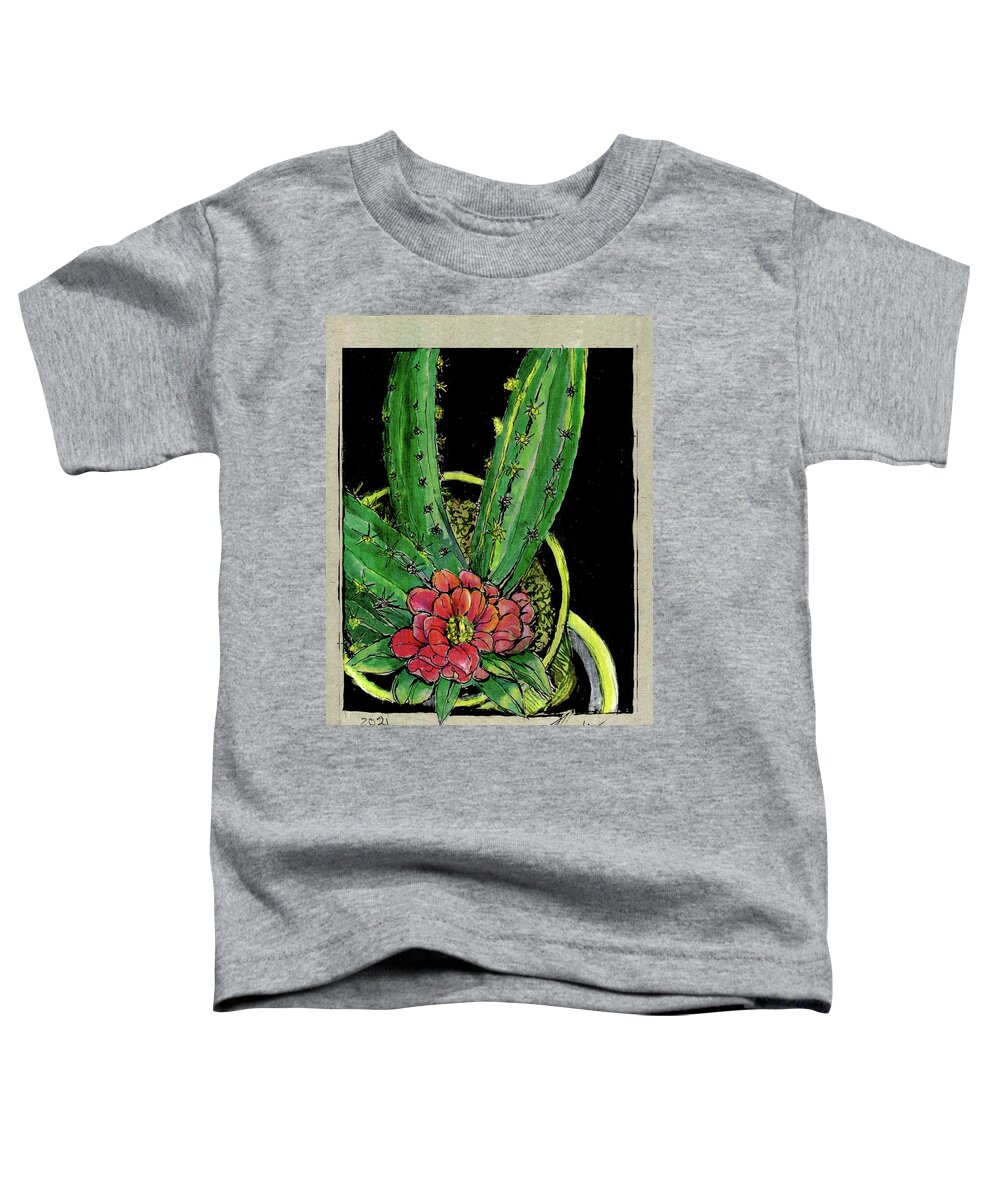 Flowers Toddler T-Shirt featuring the drawing My Cactus by Marnie Clark