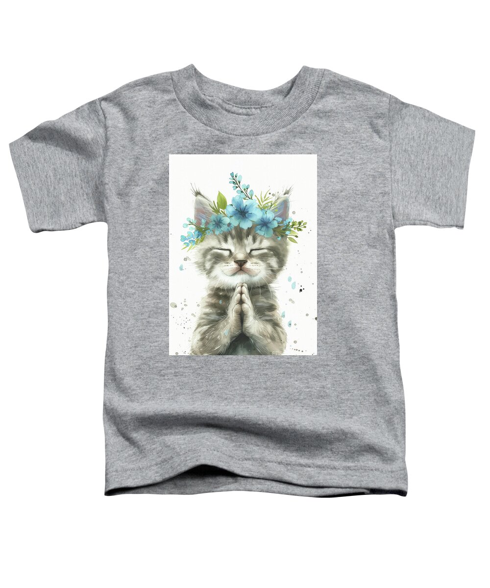 Kitten Toddler T-Shirt featuring the painting Namaste Kitten by Tina LeCour
