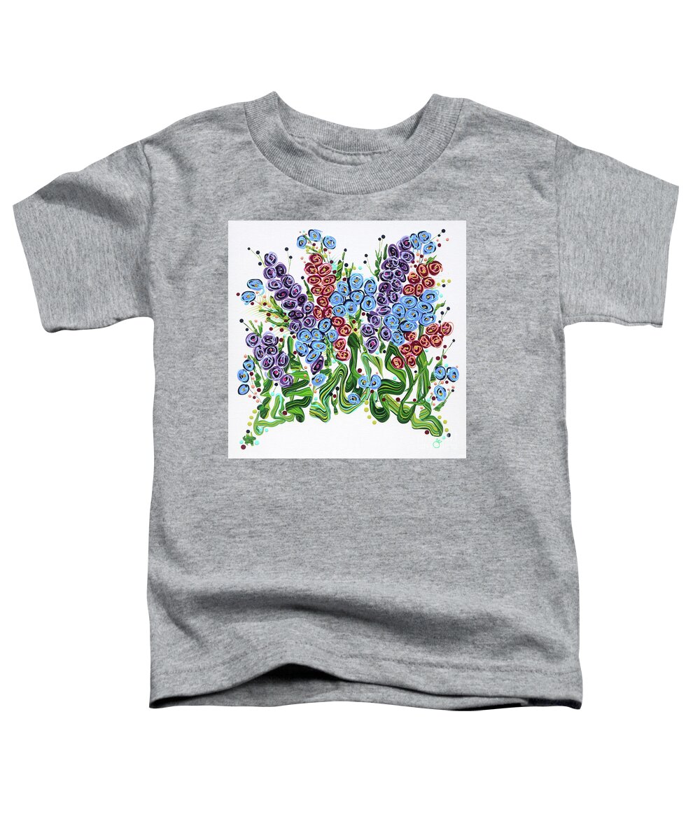Fluid Acrylic Painting Toddler T-Shirt featuring the painting Nanny's Garden by Jane Crabtree