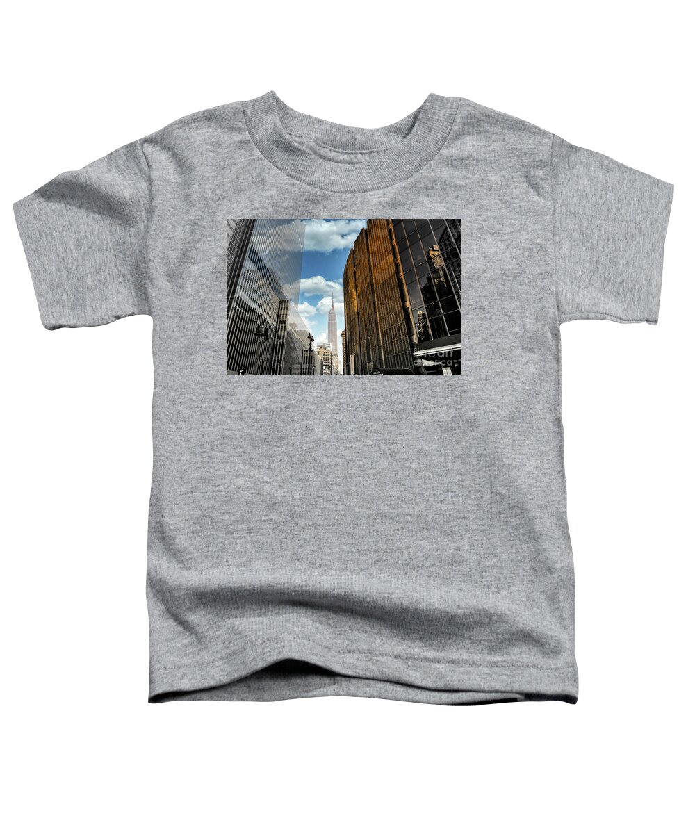 City Toddler T-Shirt featuring the photograph New York City Buildings by Elaine Manley