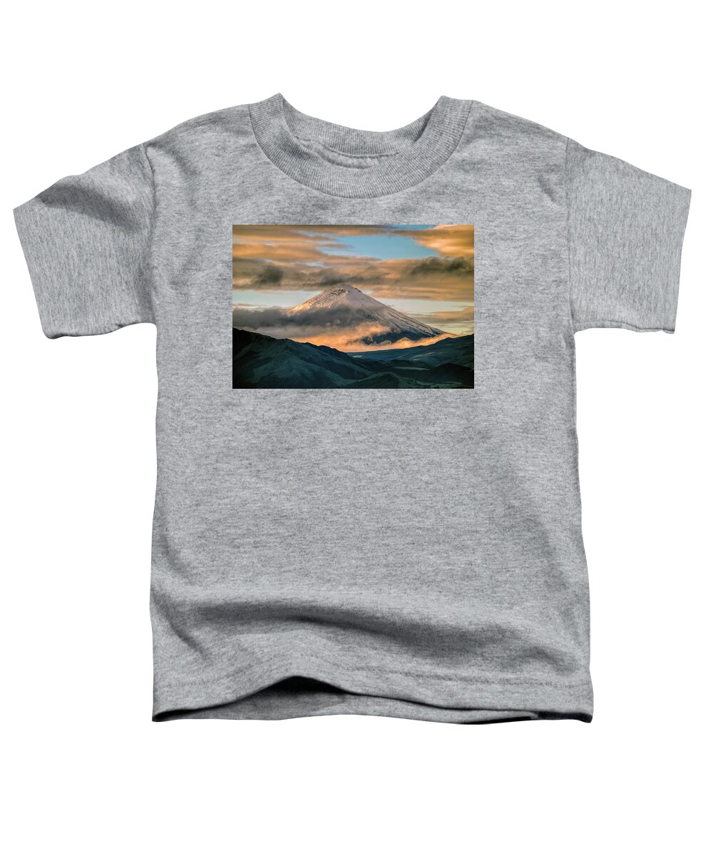 Andes Toddler T-Shirt featuring the photograph North face of the Cotopaxi volcano at dawn by Henri Leduc