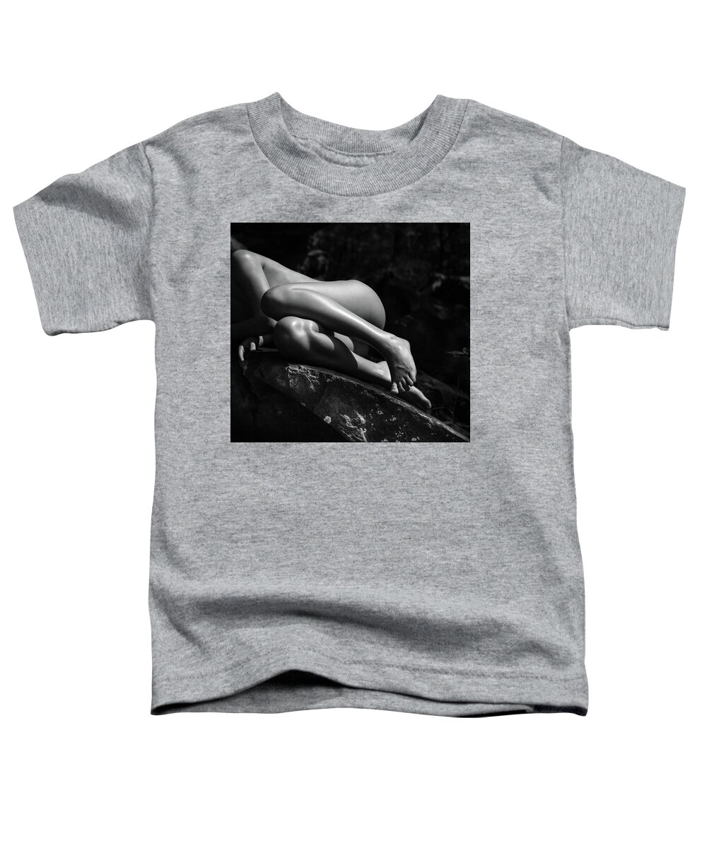 Nude Toddler T-Shirt featuring the photograph Nude Curled on a Rock by Lindsay Garrett