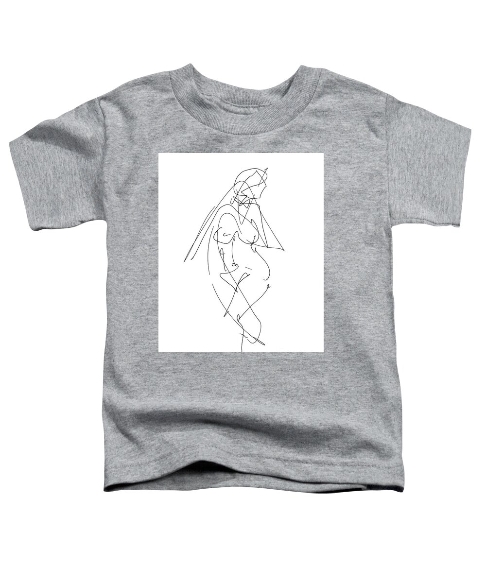Female Toddler T-Shirt featuring the drawing Nude Female Drawings 6 by Gordon Punt