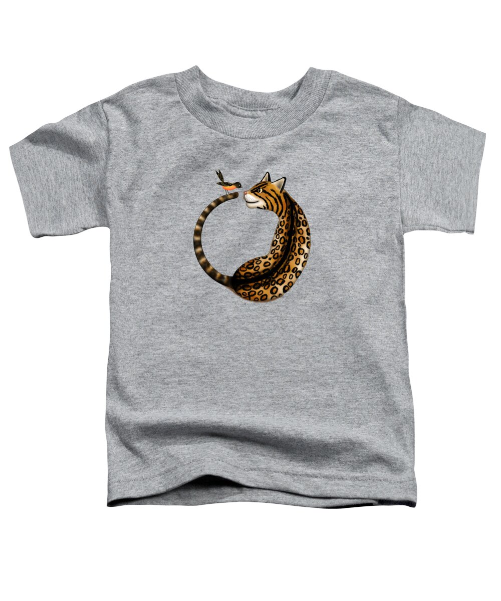 Ocelot Toddler T-Shirt featuring the digital art O is for Ocelot and Oriole by Valerie Drake Lesiak