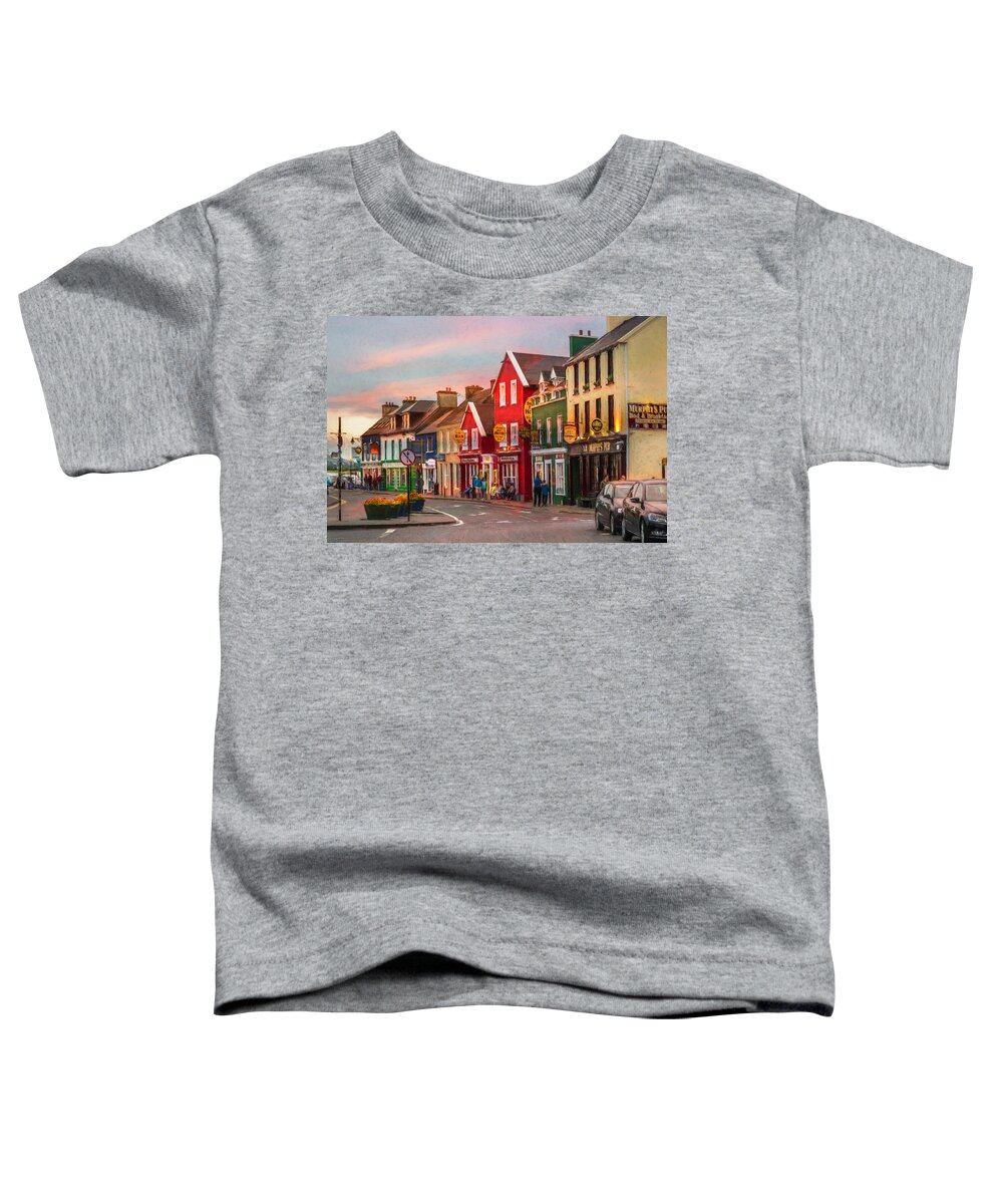 Barn Toddler T-Shirt featuring the photograph Old Irish Downtown The Dingle Peninsula Painting by Debra and Dave Vanderlaan