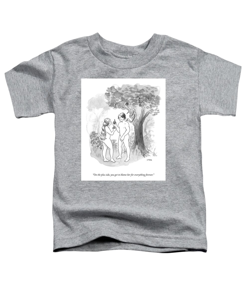 On The Plus Side Toddler T-Shirt featuring the drawing On The Plus Side by Emily Flake