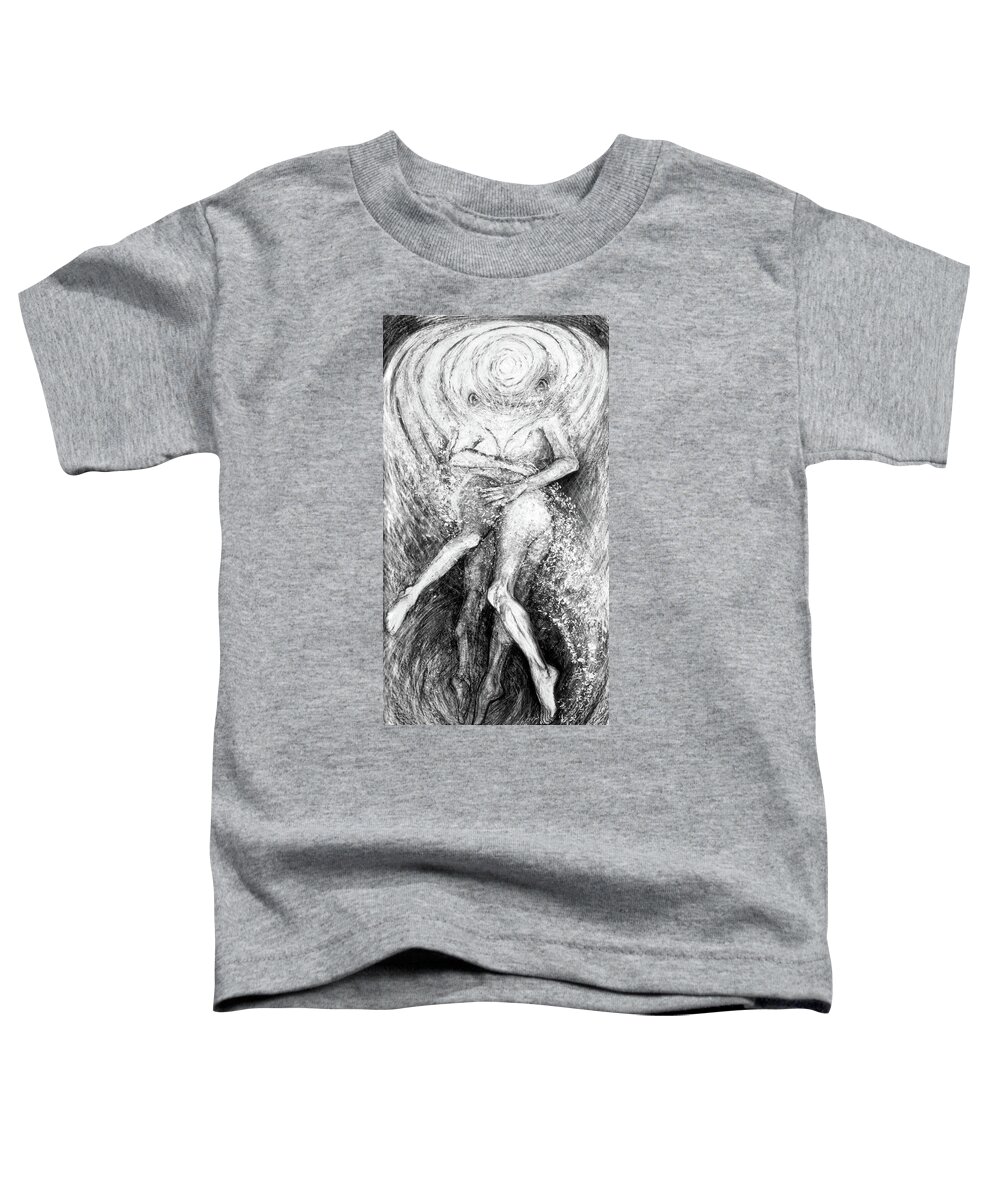 A Male And Female Embracing Toddler T-Shirt featuring the mixed media Oneness in Thought by Irene Vincent