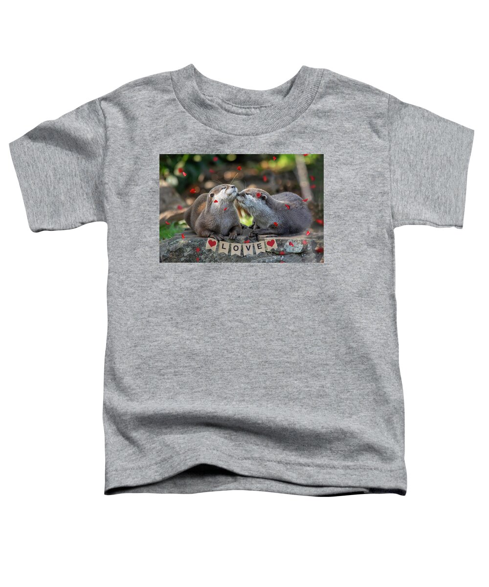 Otters Toddler T-Shirt featuring the photograph Otter Love valentine special by Gareth Parkes