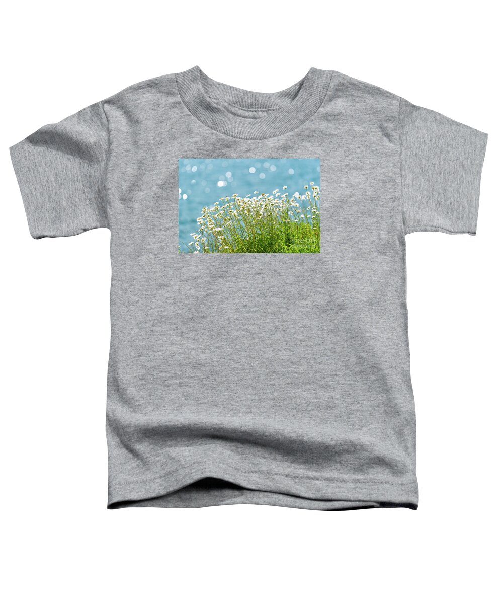 Aster Toddler T-Shirt featuring the photograph Oxeye Daisies at the Lake by Nancy Gleason