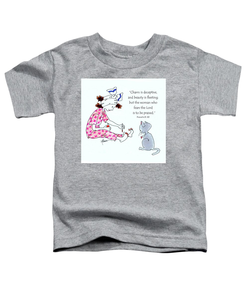 Little Girl Toddler T-Shirt featuring the painting Painted Toenails by Adele Bower
