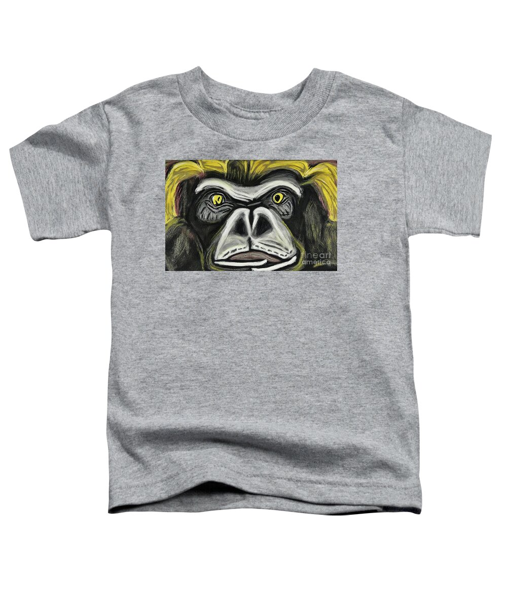 Illustration Toddler T-Shirt featuring the painting Painting Ape Eyes illustration animal face black by N Akkash
