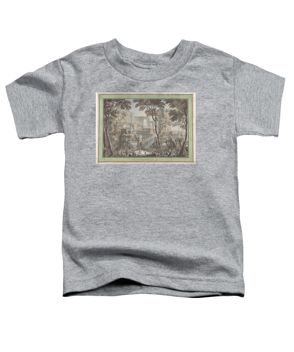 Vintage Toddler T-Shirt featuring the painting Palace of the Villa d'Este in Tivoli, Seen from the by MotionAge Designs