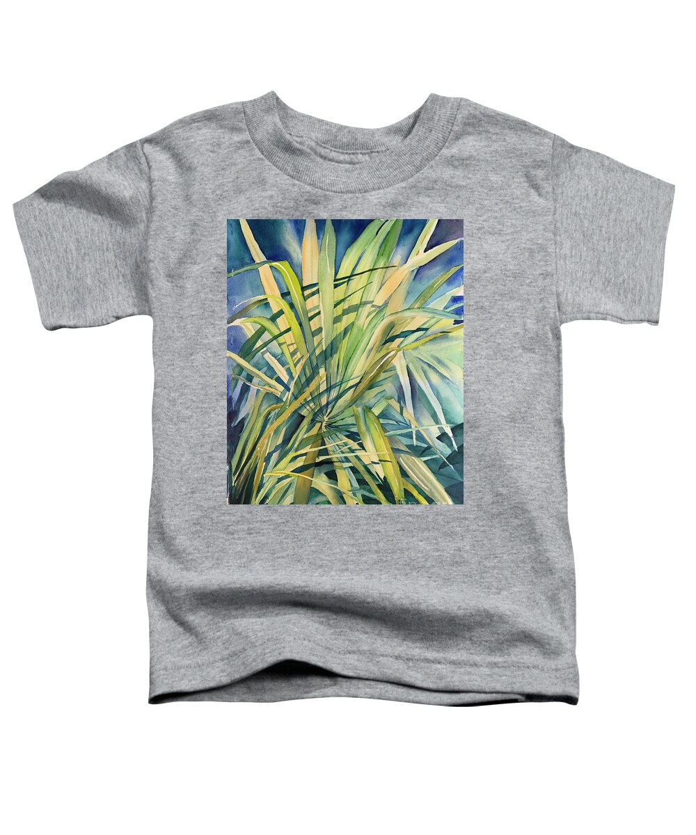 Palm Toddler T-Shirt featuring the painting Palm leaves by Liana Yarckin