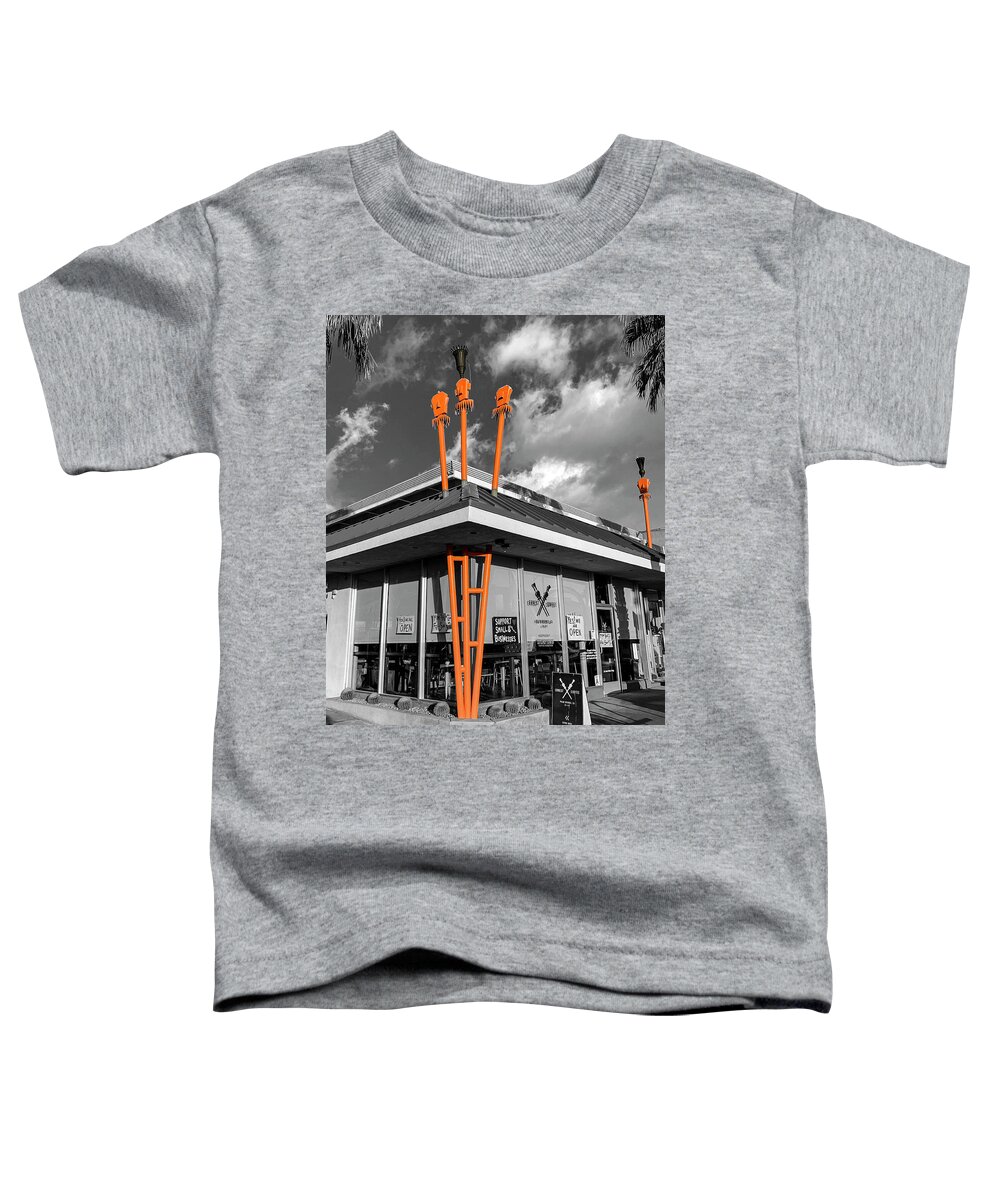 Palm Toddler T-Shirt featuring the digital art Palm Springs Tiki Torches by Matthew Bamberg