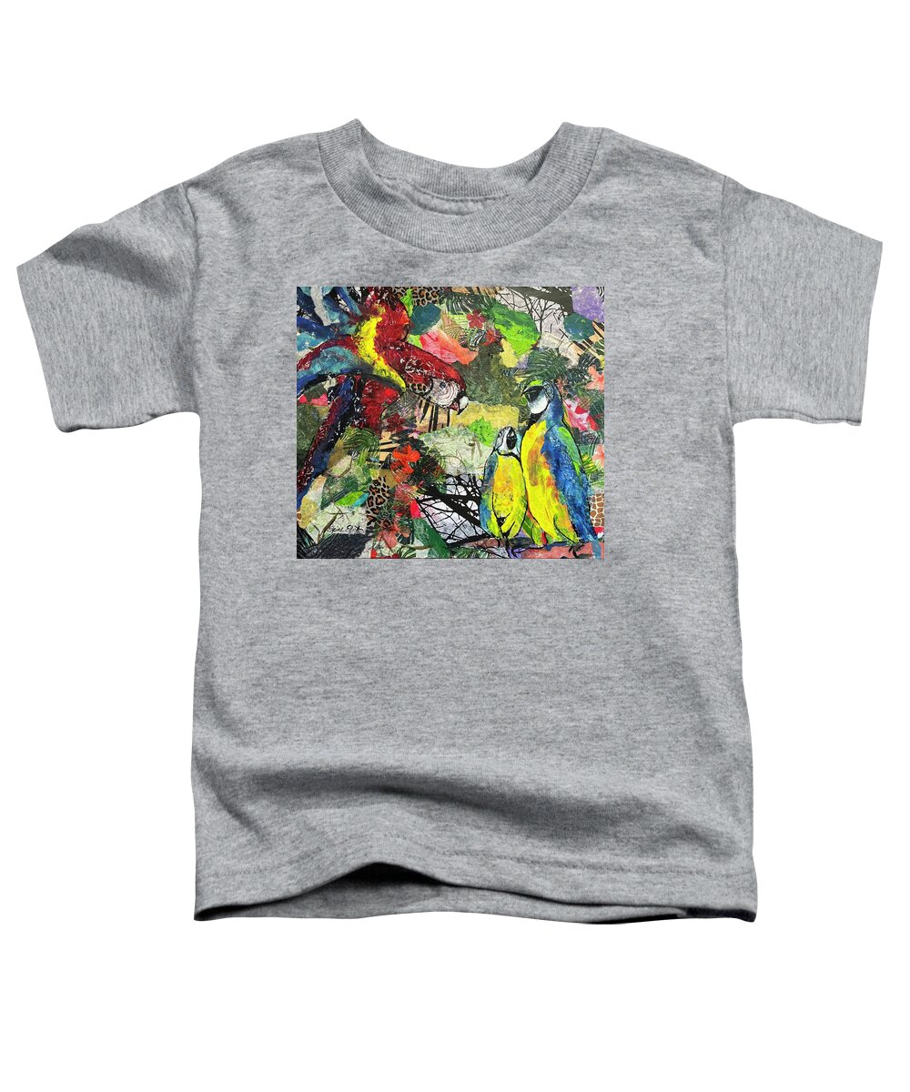 Islandart Toddler T-Shirt featuring the painting Parrot Talk by Elaine Elliott