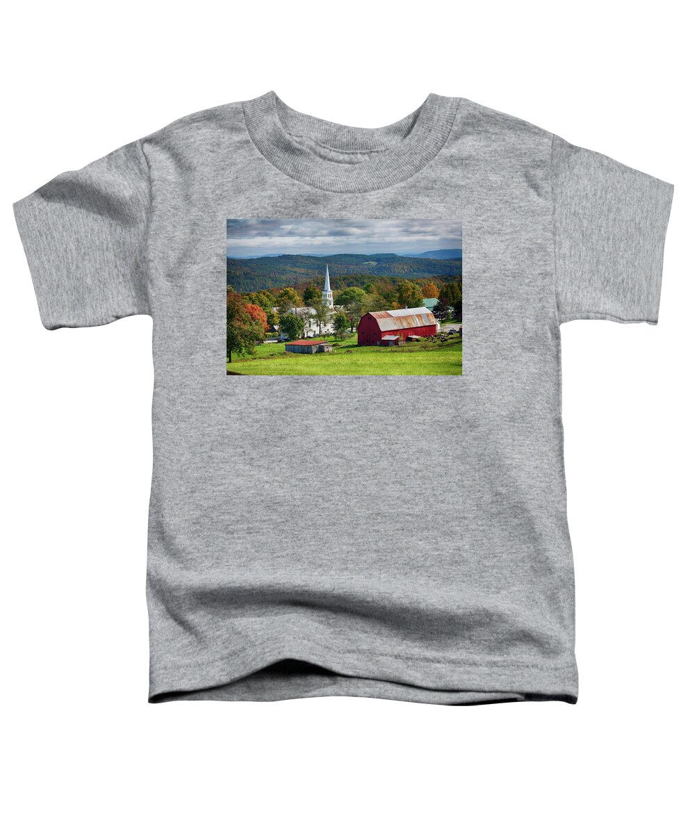 Peacham Church Toddler T-Shirt featuring the photograph Peacham Vermont in Autumn Colors by Jeff Folger