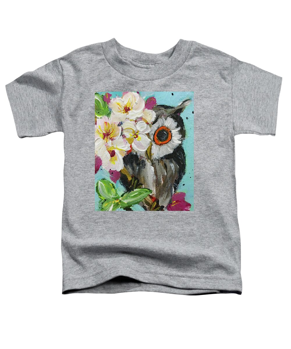 Owl Toddler T-Shirt featuring the painting Peek a Boo Owl by Roxy Rich