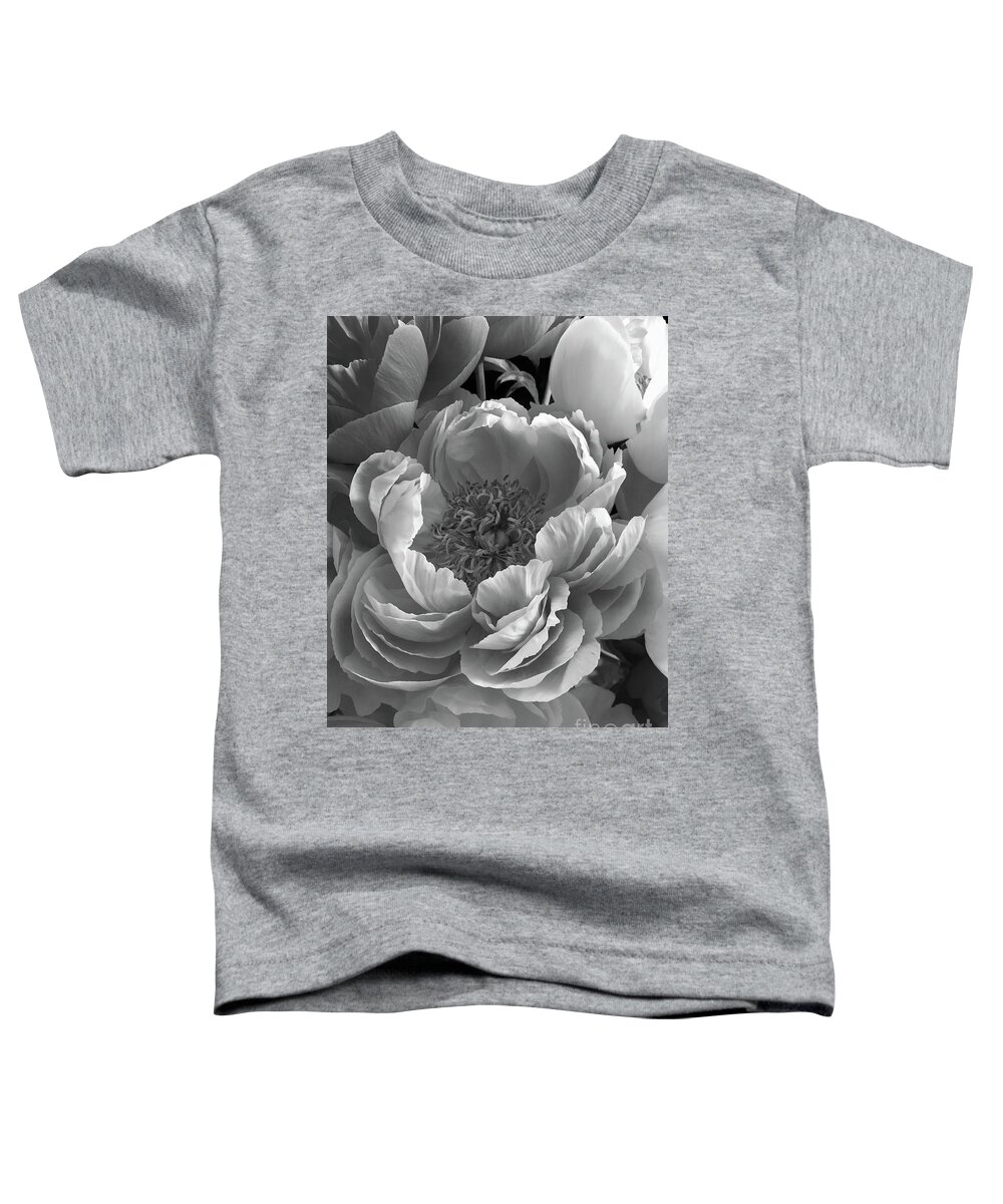 Dramatic Toddler T-Shirt featuring the photograph Peonies Series B and W 1-3 by J Doyne Miller
