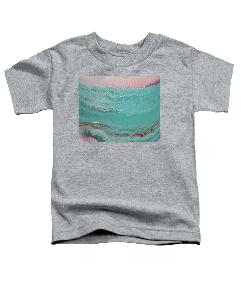 Pour Toddler T-Shirt featuring the mixed media Pink Sea by Aimee Bruno
