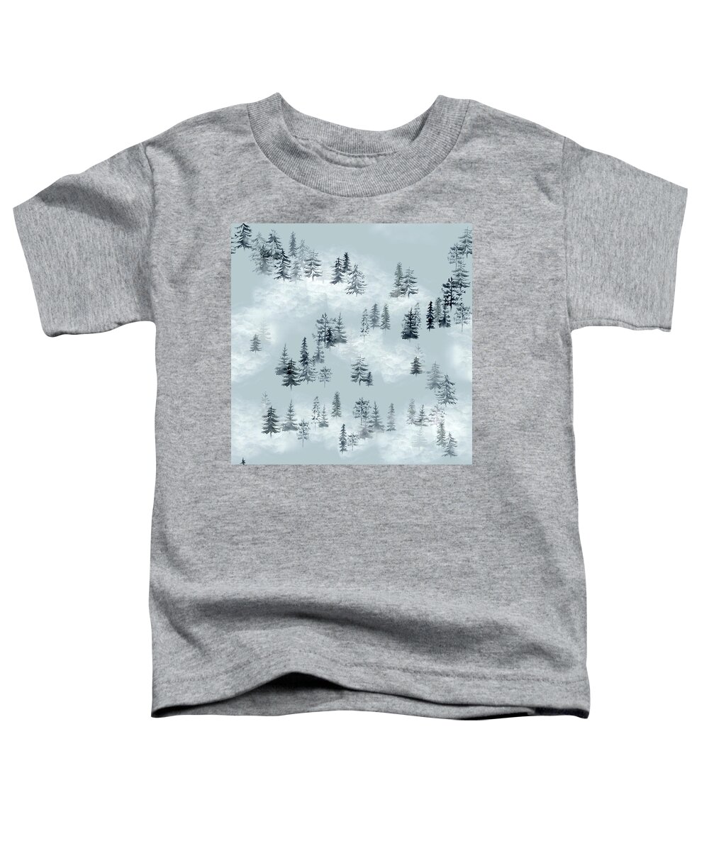 Seamless Repeat Toddler T-Shirt featuring the digital art Pine Cloud Forest Pattern by Sand And Chi