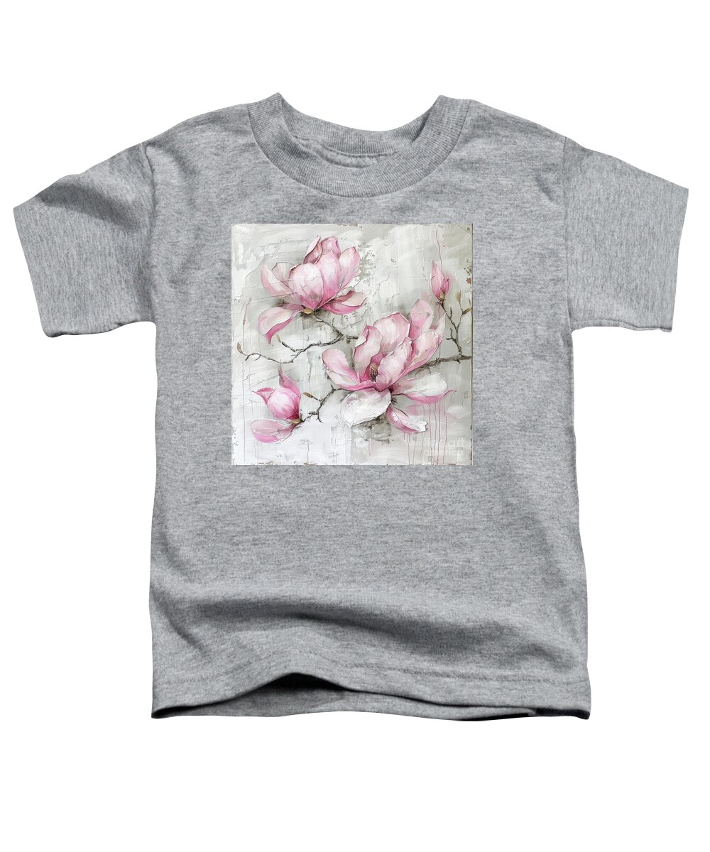 Pink Magnolia Toddler T-Shirt featuring the painting Pink Magnolias by Tina LeCour